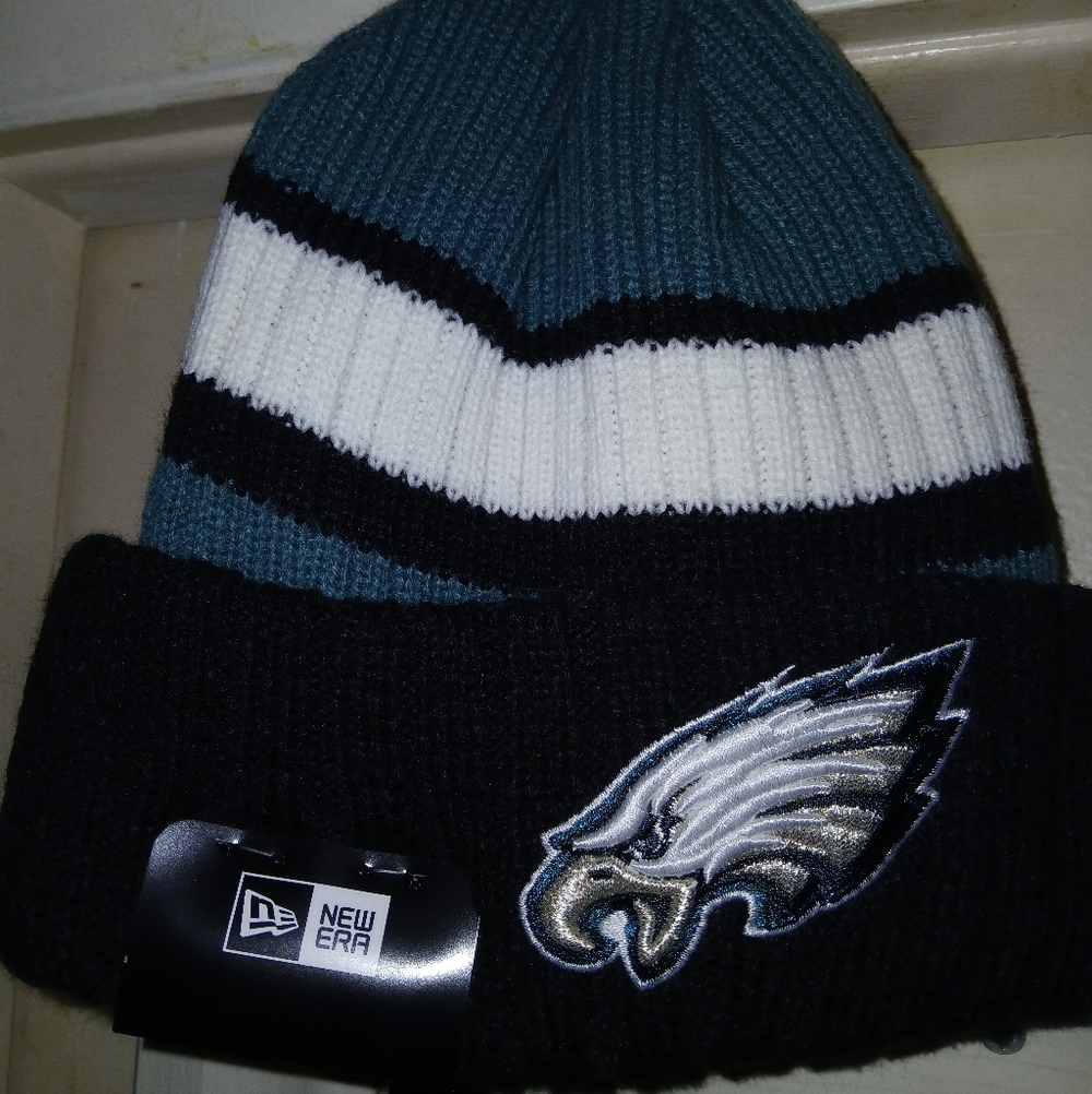 New Era Eagles Striped Knit Beanie New With Tags
